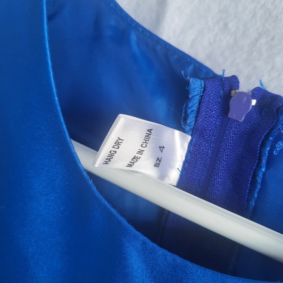 toddler girls‎ size 4 blue satiny gathered rouched long formal dress - Picture 3 of 7